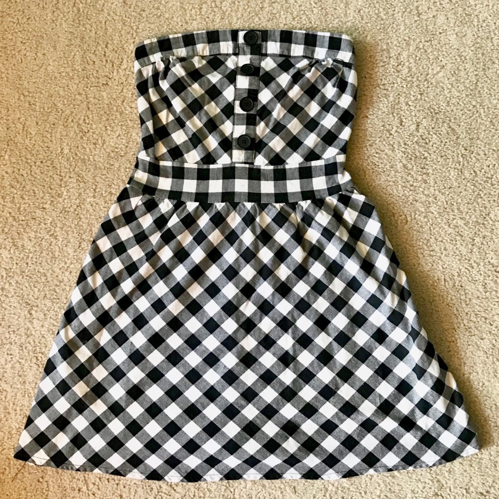 Forever 21 Black & White Checkered Strapless Dress